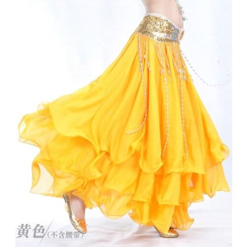 2021 Three-tier Skirt Three-tier Chiffon Curling Belly Dance High-end Skirt Belly Dance 12 Meters Large Skirt Without Waist Belt
