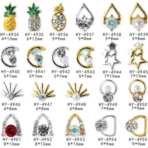 New Nail Art Jewelry Dripping Oil Pineapple Nail Diamond Exquisite Star Moon Light Alloy Diamond Nail Tools Supplies