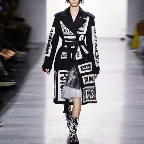 2020 winter new double-sided coat female black and white letters with long blanket coat L166