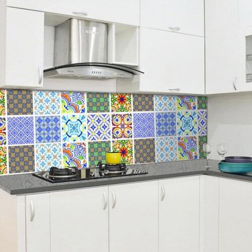 1 set of 10 piece 20*20CM) Thickened Crystal Film Oil Proof Tiles Stickers, Nordic Style PVC Wall Stickers, Tiles Background