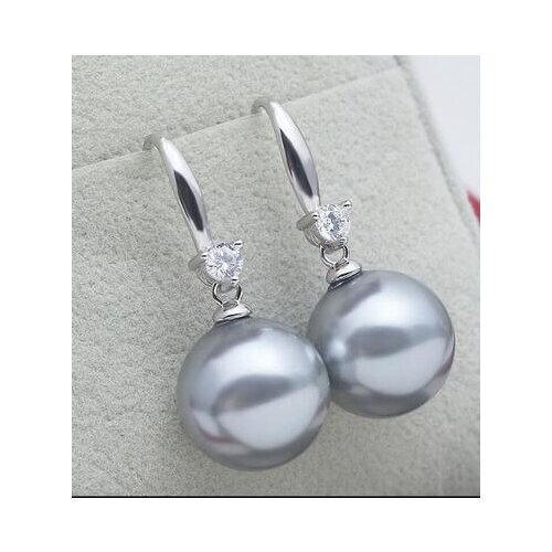 14MM Mother of Pearl Grey shell Pearl Earrings small fresh red Fashion Earrings