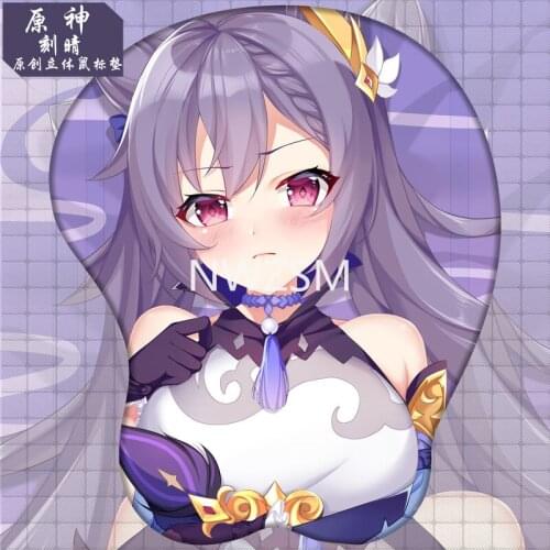 3D Genshin Impact Computer Mouse Pad Stereo Mousepad with Wrist Guard Silicone Wrist Pad Gaming Mouse Mat Klee Zhongli Diluc