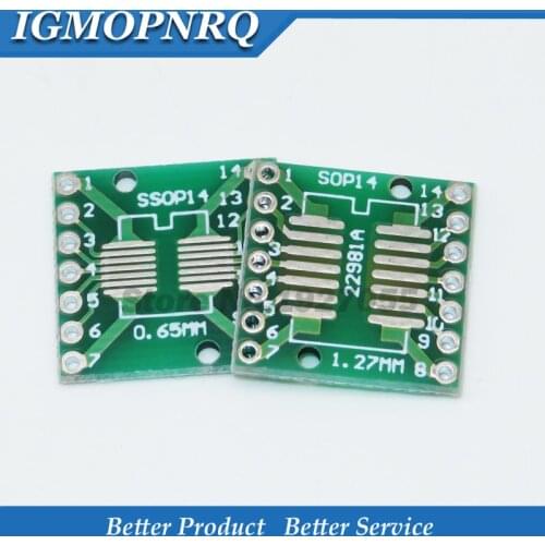 50pcs TSSOP14 SSOP14 SOP14 TO DIP14 ICTransfer Board DIP Pin Board Pitch Adapter 0.65MM 1.27MM new