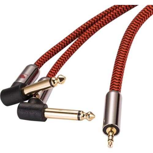Hifi Audio Cable Mini Jack 3.5mm to 2* 6.35mm Angled 1/4" Jack for Headphone Mixer Console Amplifier Cable OFC 1M 2M 3M 5M 8M