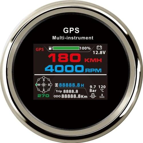 85mm Digital GPS Gauge 10 In 1 Multi-functional LCD Hourmeter Speedometer Fuel Level RPM Gauge Oil Press Voltmeter