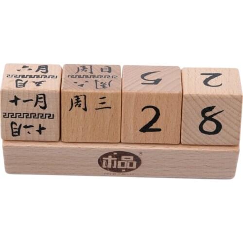 Kids Wooden Table Desk Calendar Wood Block Planer Permanent Desktop Organizer Agenda Perpetual Calendar Home Decor