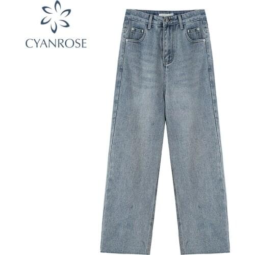 Jeans Woman High Waist Baggy 2021 Summer Light Blue Denim Trousers Vintage Wide Leg Pants Female Casual Loose Light Jeans Female