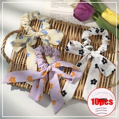 Bow Tie Hair Tie Tie Hair Sweet Little Flowers Head Rope Hair Accessories Wild Go Out Headdress Hair Rope Hair Ring Rubber Band