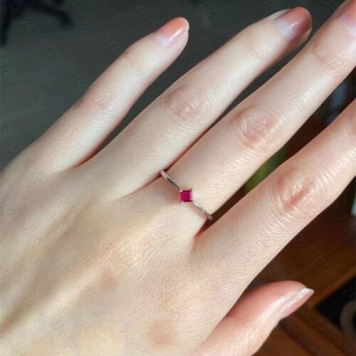 New natural ruby ring womens 925 silver simple and atmospheric style jewelry for young peoples daily needs