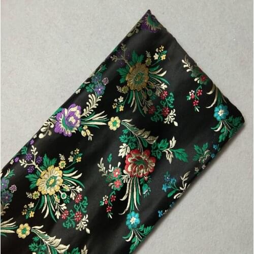 Royal Black Blooming Colorful Flowers Jacquard Brocade Fabric 50x72cm Jacquard Apparel Costume patchwork fabric Upholstery Furni