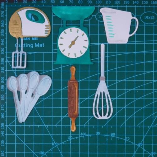 Kitchen Utensils Measuring Cup Metal Cutting Dies Stencil For DIY Training Scrapbooking Album Kitchenware Embossing Homemade