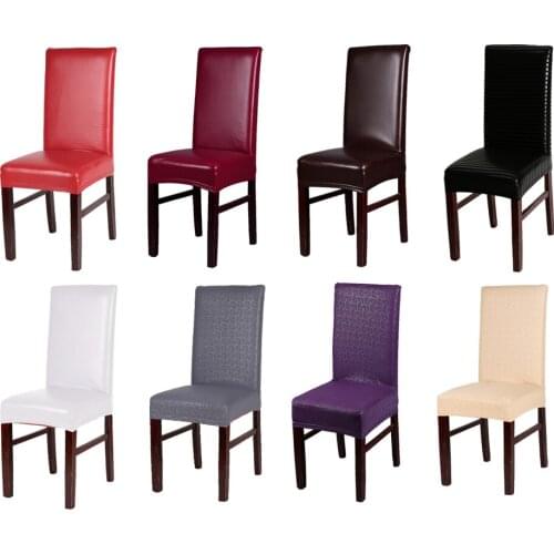 Hot Sale 6 Pieces Elastic Waterproof And Oilproof PU Leather Home Chair Seat Cover Red Black Coffee Champagne Multi Color