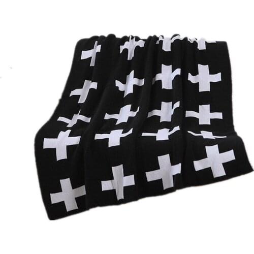 LISM Cross Knitted Blanket Cotton English Country Style Blanket Air Conditioner Cover Blanket Office Shawl