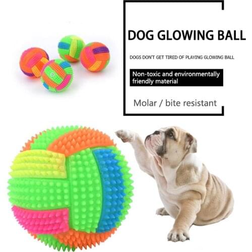 Flashing Light Up Color Durable 1 PC LED Light Sound Bouncy Balls Volleyball Shape Pet Products Funny Toy Hedgehog Ball Diam 6cm