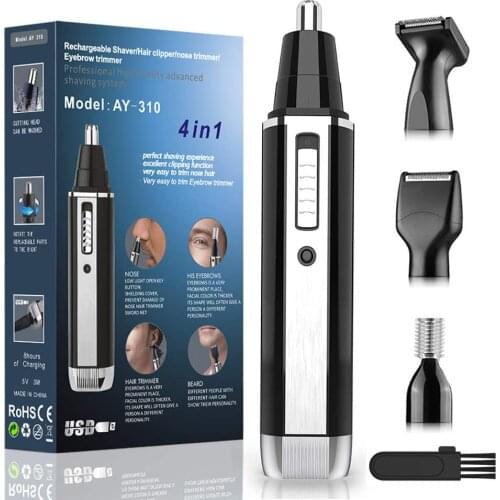 Multifunction Electric Nose Hair Trimmer USB Charging Hair Trimmer Set Rechargeable Nose Ear Sideburns Eyebrow Hair Shaving Kit