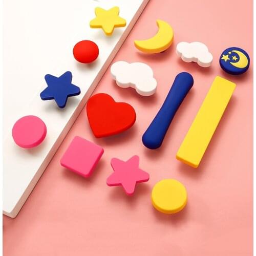 Cartoon Drawer Handle Knob Cute Star Moon Cloud Heart Novelty Shape For Furniture Cabinet Wardrobe Pull Door Children Kids Room