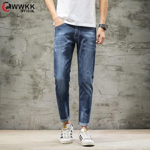 WWKK 2020 Mens Jeans Spring and Summer Skinny Jeans Straight Casual Slim Jeans Business Casual Elastic