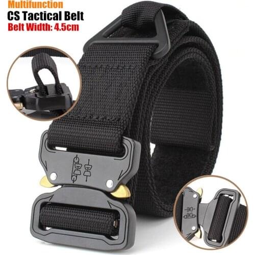 Quick Release 45mm Men CS Tactical Belts Nylon Military Belt+Buckle Adjustable Heavy Duty Training Waist band Hunt Accessories