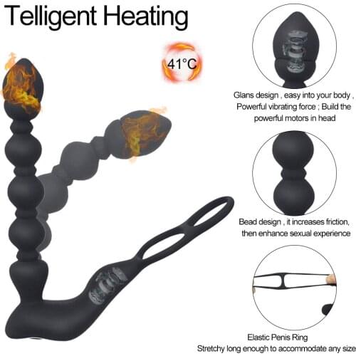 Male prostate massage remote control vibrator anal beads vibrating butt plug delay penis ring adult sex product toys for men gay