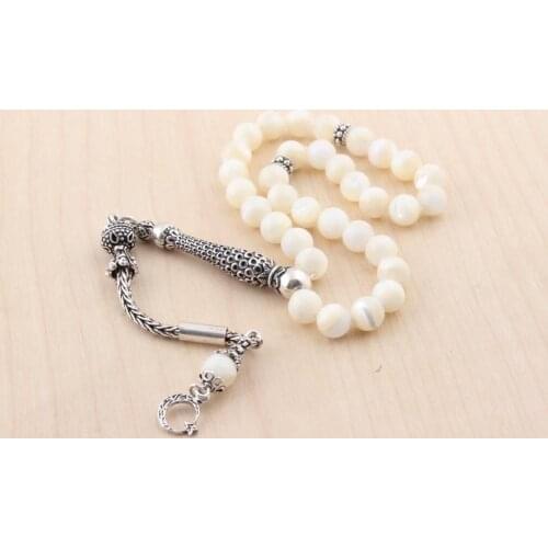 Natural Pearl With 925 Silver Tassel 33 Beads For Prayer Tasbih Muslim Rosary Calming Men Women Meditation Jewelry From Turkey