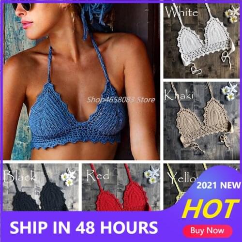 2020 New Beach Crochet Bikini Tops Female Summer Swimwear Top Honeymoon Hippy Bra Swimming Pools Spas Yacht Surf Bikini
