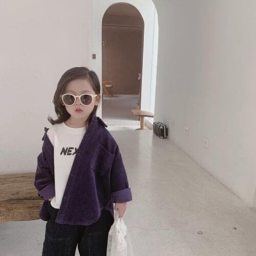 2021 spring new Korean childrens wear loose coat childrens Corduroy shirt little girls clothing kids jackets for girls