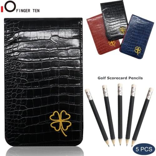 New Durable Set Golf Scorecard Holder Genuine Leather with 5 Pencil Golfing Scoring Card Training Accessories Drop Shipping