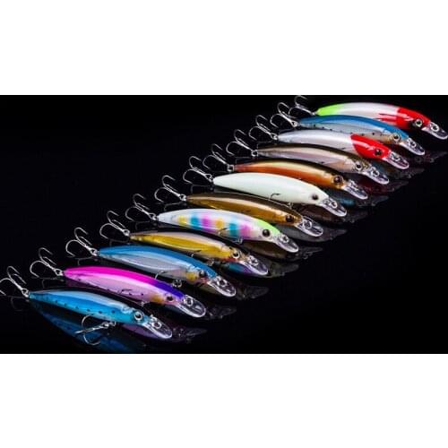 One Set Topwater Minnow Fishing Lure 80mm 110mm 4.5g 14g 3D Eyes Strong Glow Artificial Hard Bait Fishing Tackle