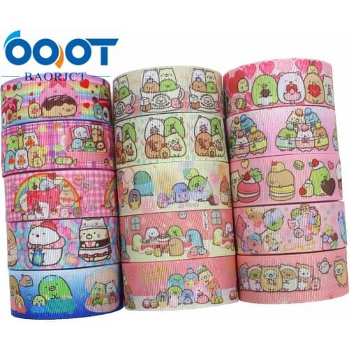 OOOT BAORJCT L-20116-50,25mm,10yards Cartoon Thermal transfer Printed grosgrain Ribbons,bow cap DIY accessories decorations
