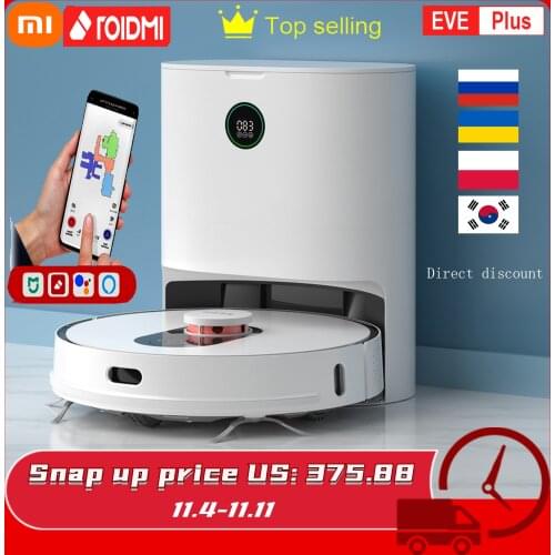 Original Xiao Mi ROIDMI EVE Plus robot vacuum cleaner intelligent automatic dust removal Mi Jia APP can control smart cleaning