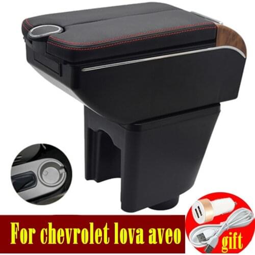 For chevrolet lova aveo Armrest box Double doors open 7USB Centre Console Storage Box Arm Rest
