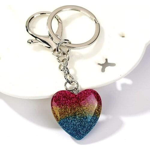1PC resin heart star keychain flatback resin pendant charms resin keyring for woman jewelry