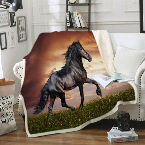 Brown Horse 3d Print Bedspread Sherpa Blanket Couch Cover Travel Youth Bedding Outlet Velvet Plush Throw Fleece Blanket