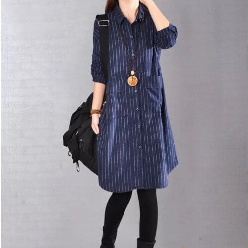 Striped Long Women Blouse And Shirts Loose Casual Elegant Lady Shirts Fashion Outwear Coat Tops
