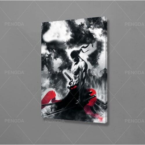 Print Modular One Piece Picture Canvas Painting Roronoa Zoro Poster Home Decor Japan Anime Character Wall Art Framework Office