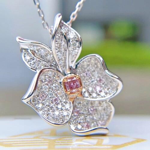 2021 Luxury Flowers Pendant Necklace Inlay Full Shiny Small Zircon Fashion Jewelry For Women Wedding Party Dainty Neck Chain