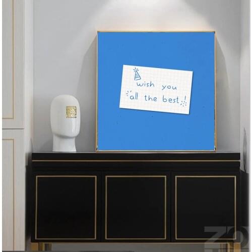 Blue Background Word BEST and Love and Warm Canvas Painting HD Printing Decoration Home Bedroom Living Room