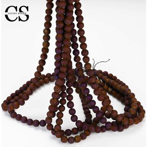 Deep Brown Drusy Clusters Crude Metallic Coated Agates Beads for Jewelry Making DIY Bracelet Charms Accessories 4/6/8/10/12 MM
