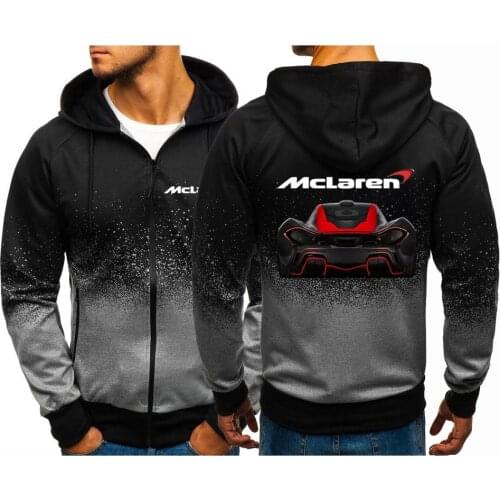 Unisex McLaren Print Punk Harajuku Gradient Color Zipper Hoodies Mens Gradient Sweatshirts Man Jacket Punk Coat