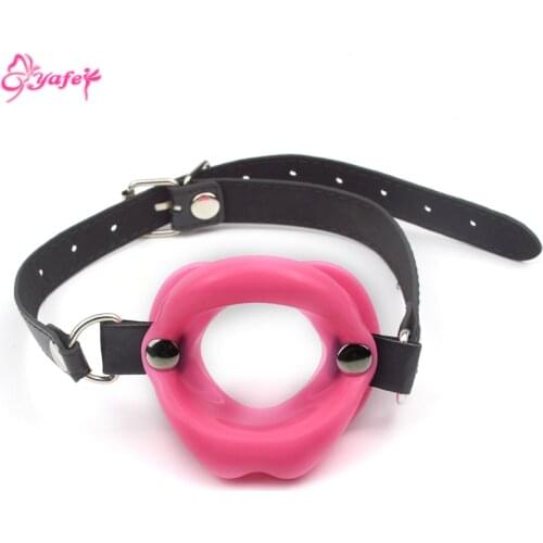 Female sexy Lips Oral Fixation Mouth Gag SM Bondage Restraints Strap Smile training toys Adult sex game Erotic sex toy for Women