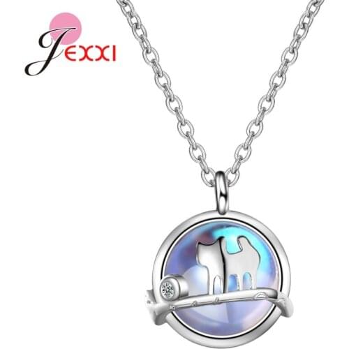 New Statement AAA Zircon Cute Animal Cat Pendant Necklaces 925 Sterling Silver Lucky Jewelry For Women Gifts