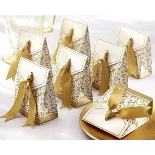 100pcs/pack Gold Wedding candy Boxes Casamento Wedding Favors Gifts BoxesEvent & Party Supplies