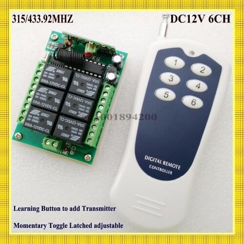 12V 6 CH Channel RF Wireless Remote Control Switch System Transmitter & Receiver for home Applicance or electrical machine