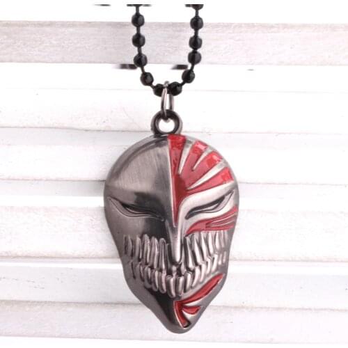 24 Pcs/Lot Bleach Vizards KUROSAKI IGHIGO Bankai Hollow Mask Pendant Necklace Anime Soul Jewelry Gift Necklace Bulk Wholesale