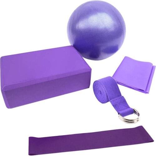 5PCS Yoga Combination Sets Including Yoga Balls/ Blocks/Ring/ Belts Beginner Gym Equipment For Home Fitness