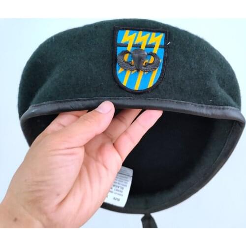 US Army 12th Special Forces Group Wool Blackish Green Beret AIRBORNE PARATROOPER PARACHUTIST JUMP Military Hat 1961~1994