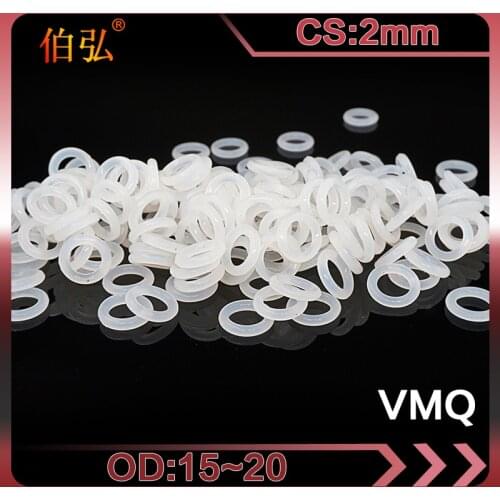 10PCS/lot White Silicon Ring Silicone/VMQ O ring OD15/16/17/18/19/20*2mm Thickness Rubber O-Ring Seal Gaskets Rings Washer