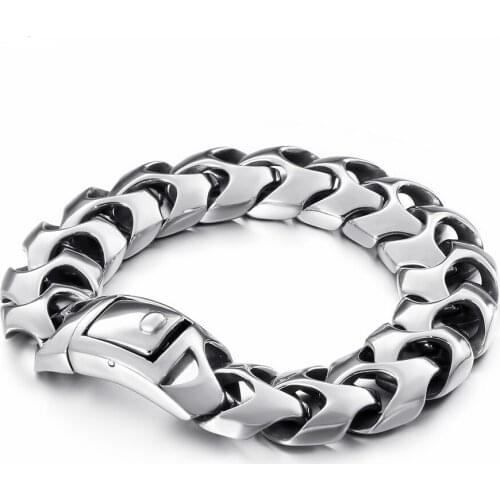 Men Punk Rock Retro Cuban Curb Bracelet Hiphop Stainless Steel Link Charm Chain Male Viking Dragon Bracelets Bangle Jewelry 2021