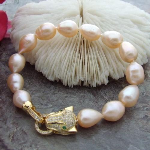 AAA 10-13MM South Sea Pink Pearl Bracelet 7.5-8 Inch