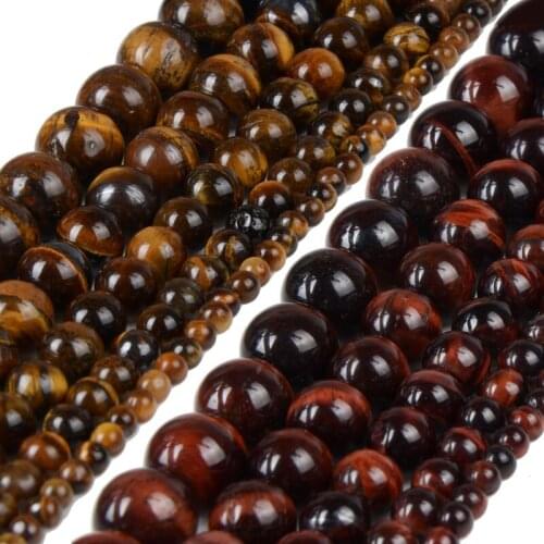 Pick Size 4 6 8 10 12mm Round Brown Red Tiger Eye Beads Natural Stone Beads Spacer Loose Beads For DIY Bracelet Jewelry
